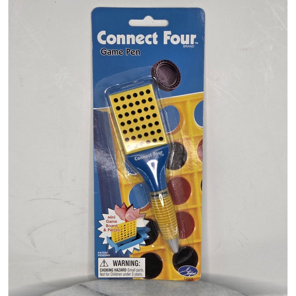 Vintage Connect Four Game Pen Ballpoint Mini Game Board Pieces 2002 New On Card